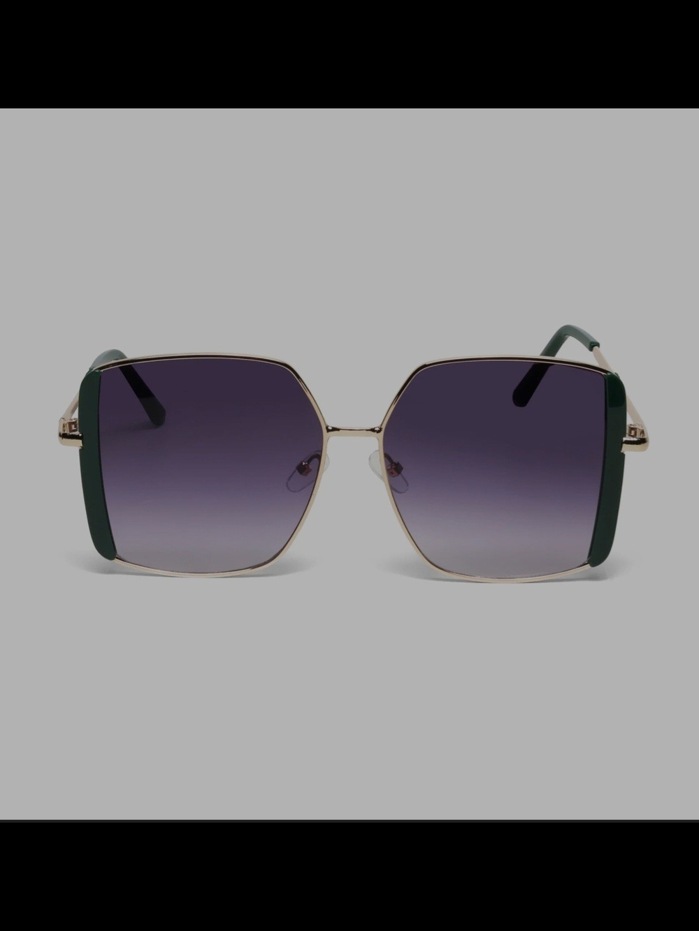 Women’s Oversized Square Sunglasses - Green/Gold Frame, Purple Gradient Lenses